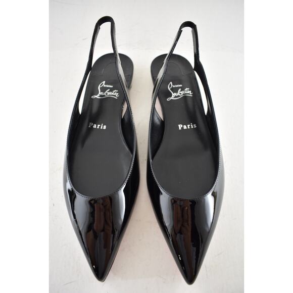 Christian Louboutin Hot Chickita Sling Flat Black Patent Slingback Ballet 38.5 - Picture 6 of 14